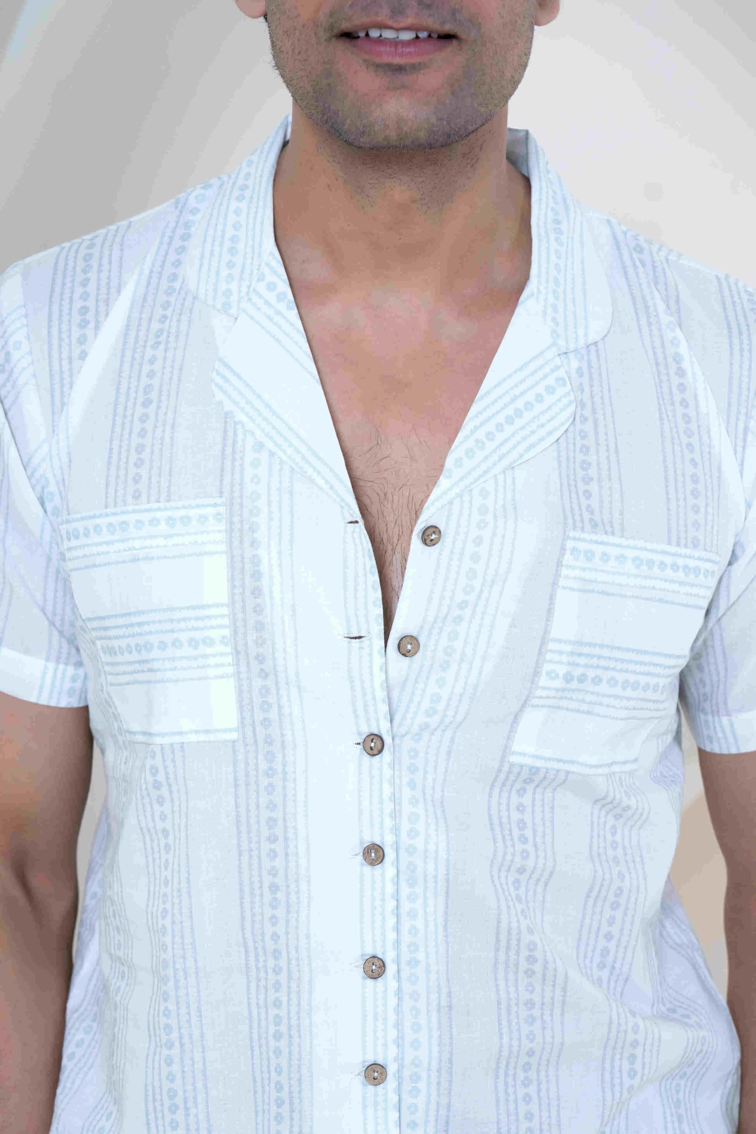 100% Cambric Cotton Azure Skyscape Men's Sleepwear