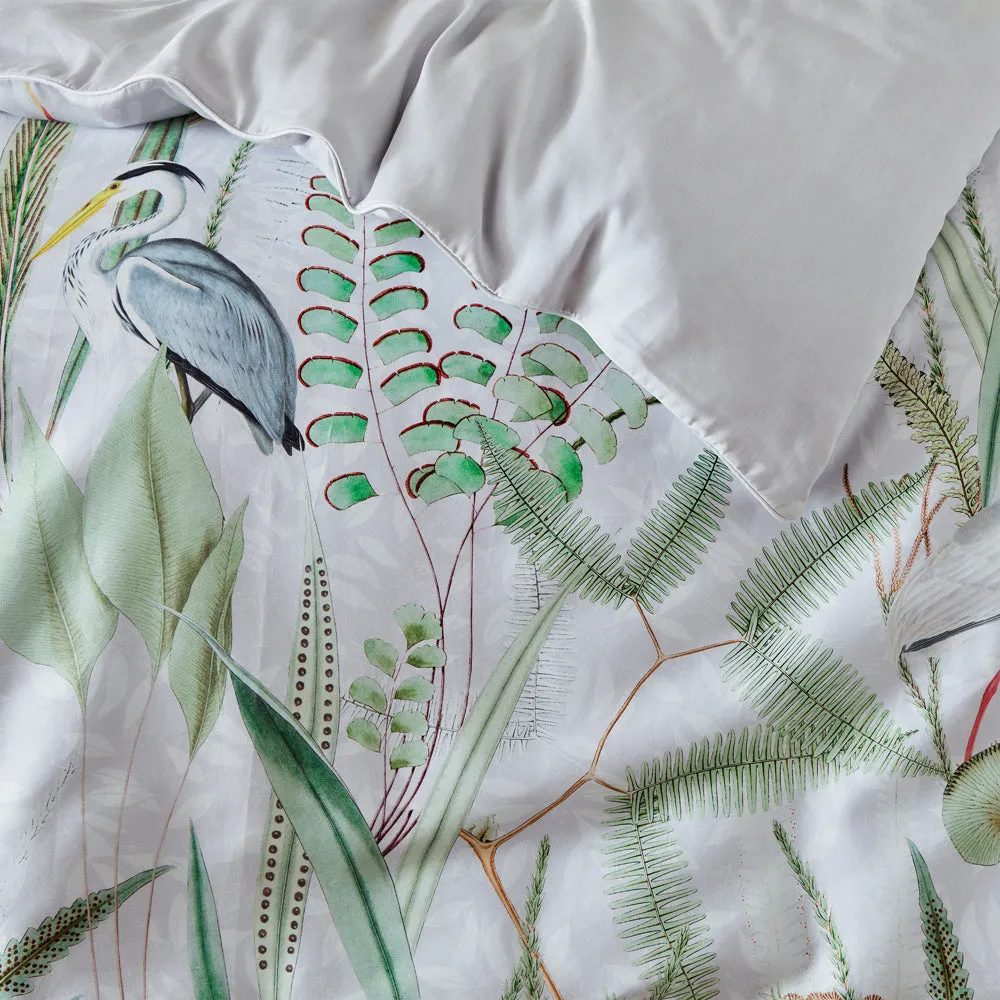 Aaliyah Botanical 100% Cotton Duvet Cover Set White/Sage