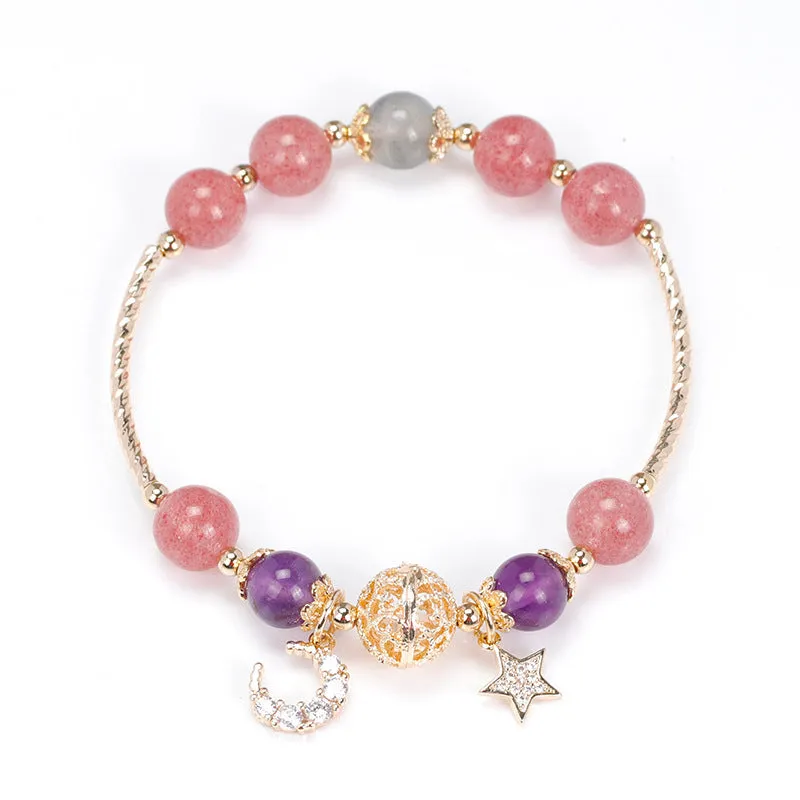 Bardo Crystal Bracelet Strawberry Quartz White Moonlight