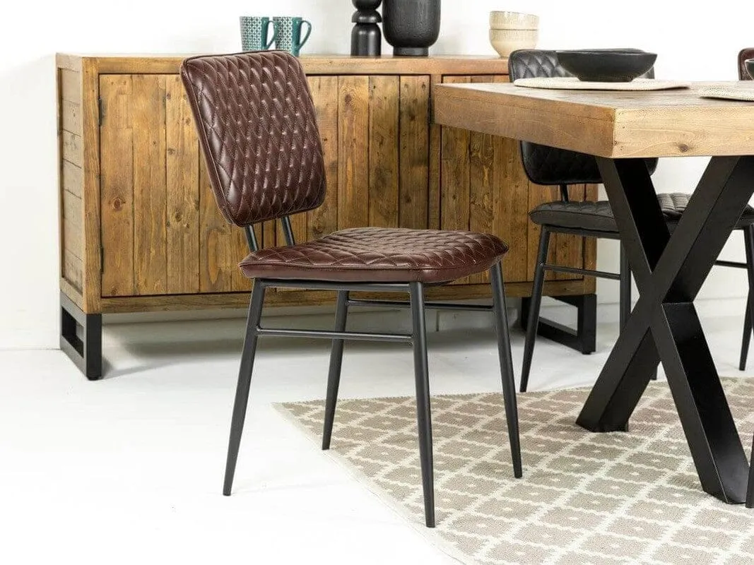 Brooklyn Light Extendable Cross Leg Dining Table (140cm - 180cm) & Brown Houston Dining Chairs