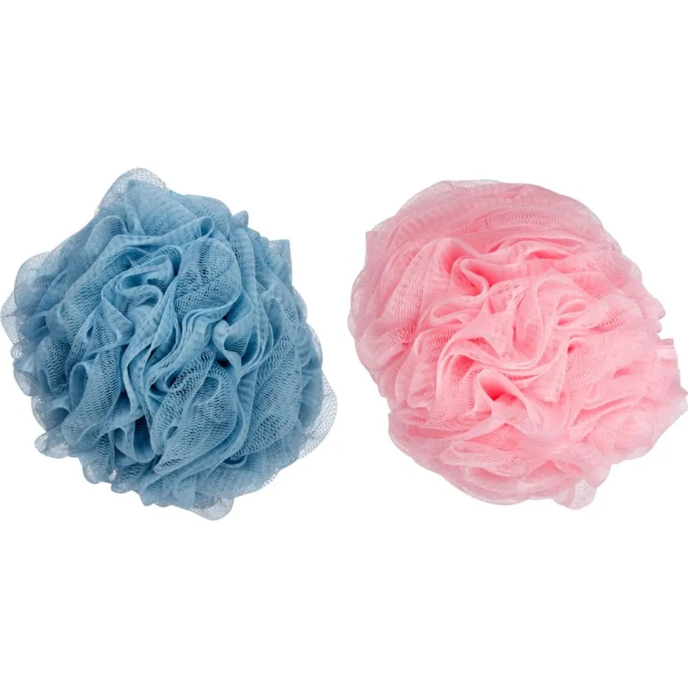 Cala Bath Deluxe Puffs: Blue/Pink 2Pcs