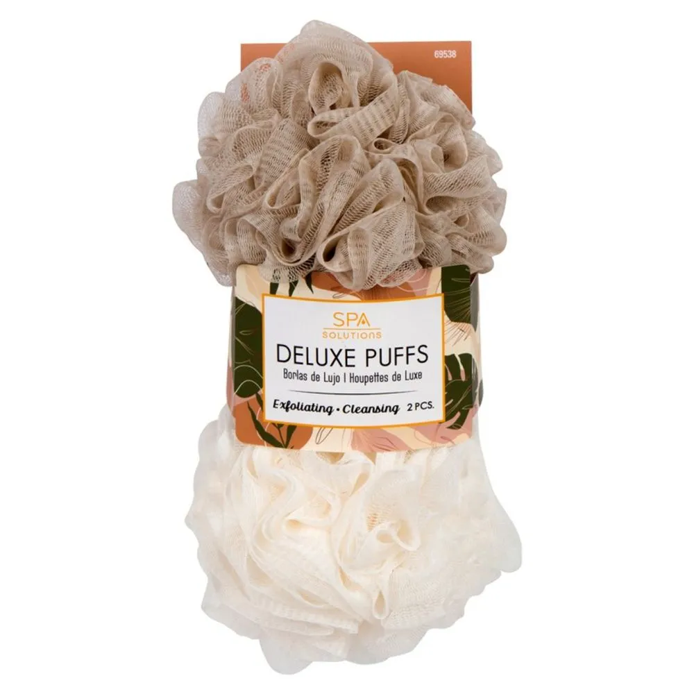 Cala Bath Deluxe Puffs: Ivory/Tan 2Pcs