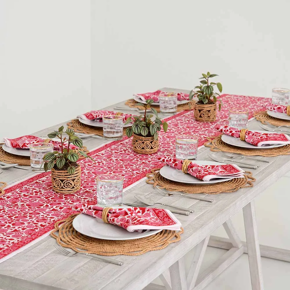 Crimson Blossom Table Runner