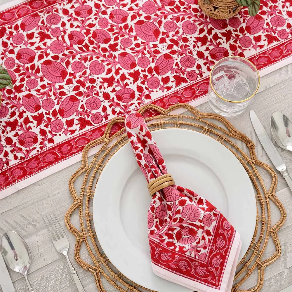 Crimson Blossom Table Runner