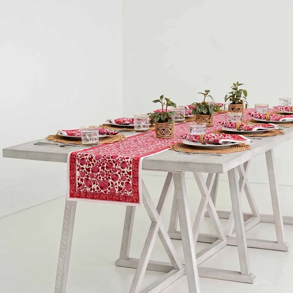 Crimson Blossom Table Runner