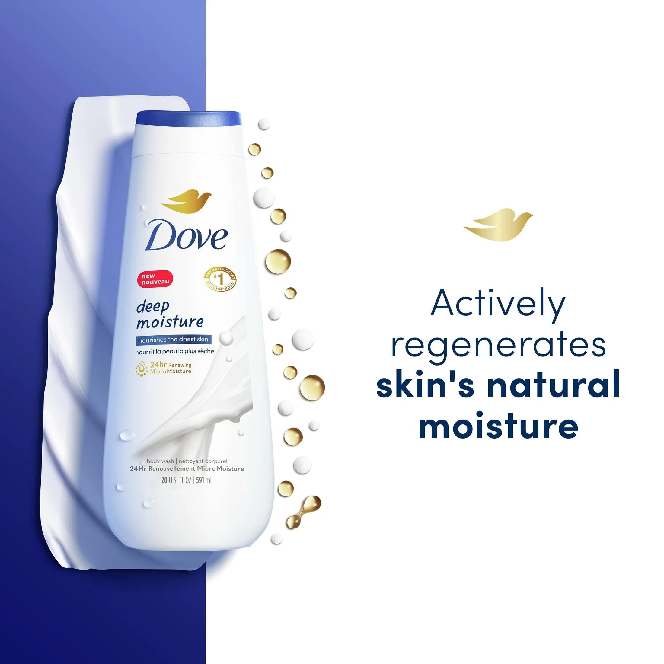 Dove Deep Moisture Nourishing Long Lasting Body Wash, 11 fl oz