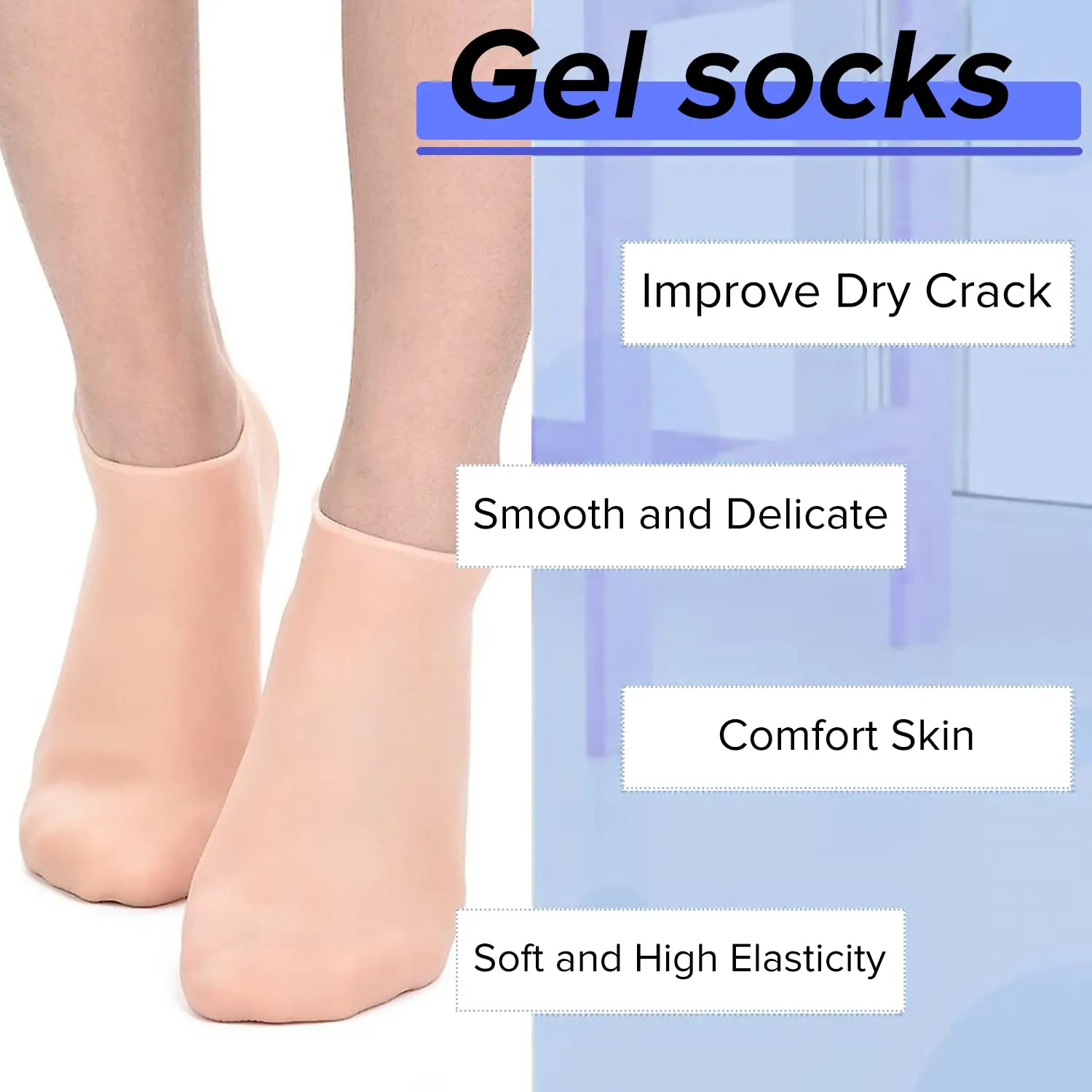 Dr Foot Silicone Socks | Anti Slip Silicone Moisturizing Socks | Dry Cracking Skin | For Both Men & Women | Full Length, Medium Size – 1 Pair (Pack of 10)