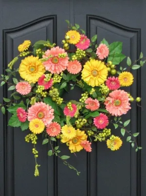 Front Door Gerbera Daisy Wreath