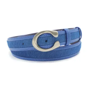 Jett' Electric Blue Narrow Pony/Leather Mix C Belt