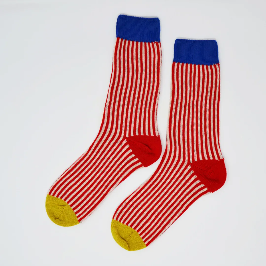 Ladies Socks - Merino Wool - Red/Cream