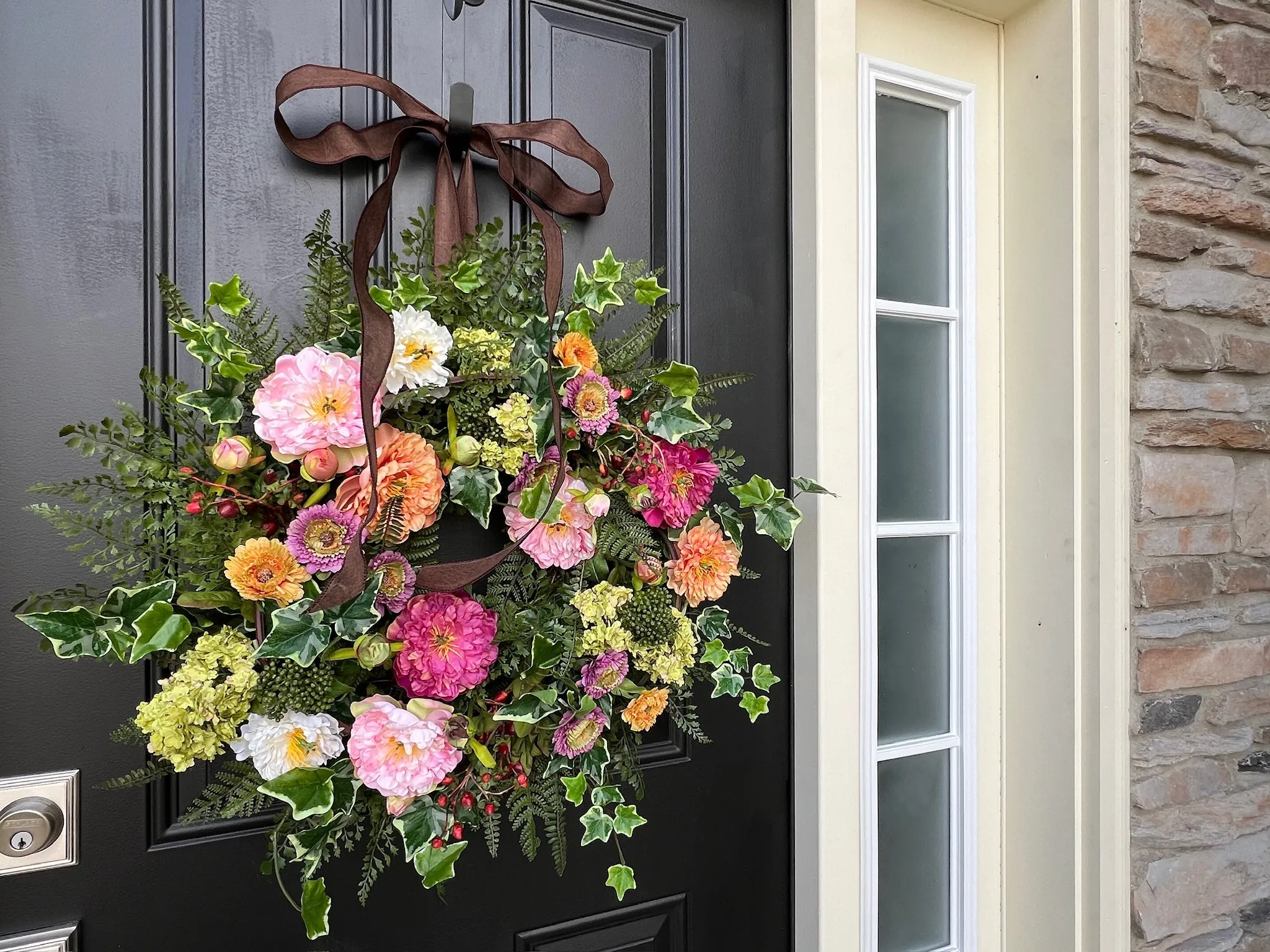 Lush Summer Afternoon Garden Wreath with Fern