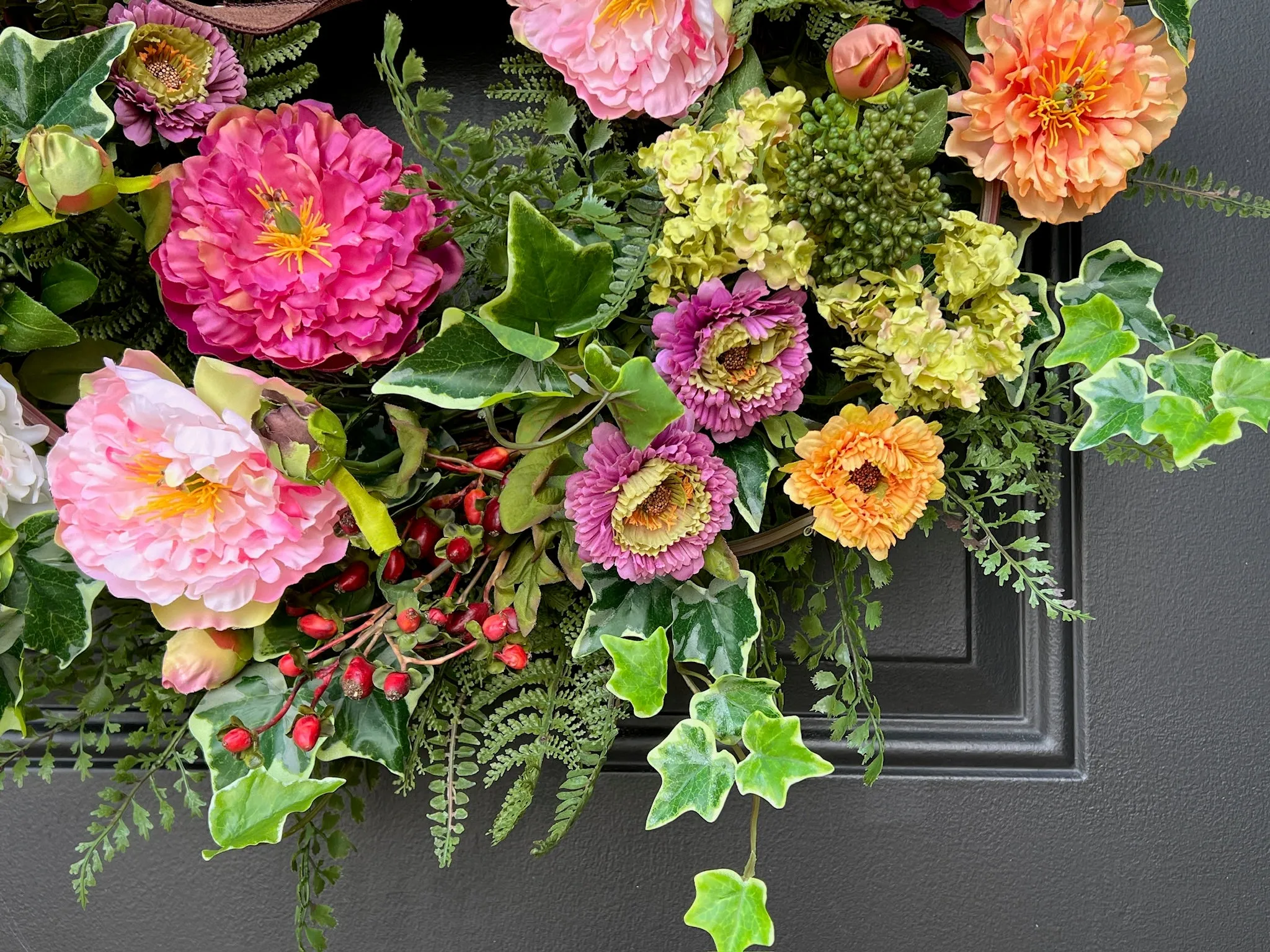 Lush Summer Afternoon Garden Wreath with Fern