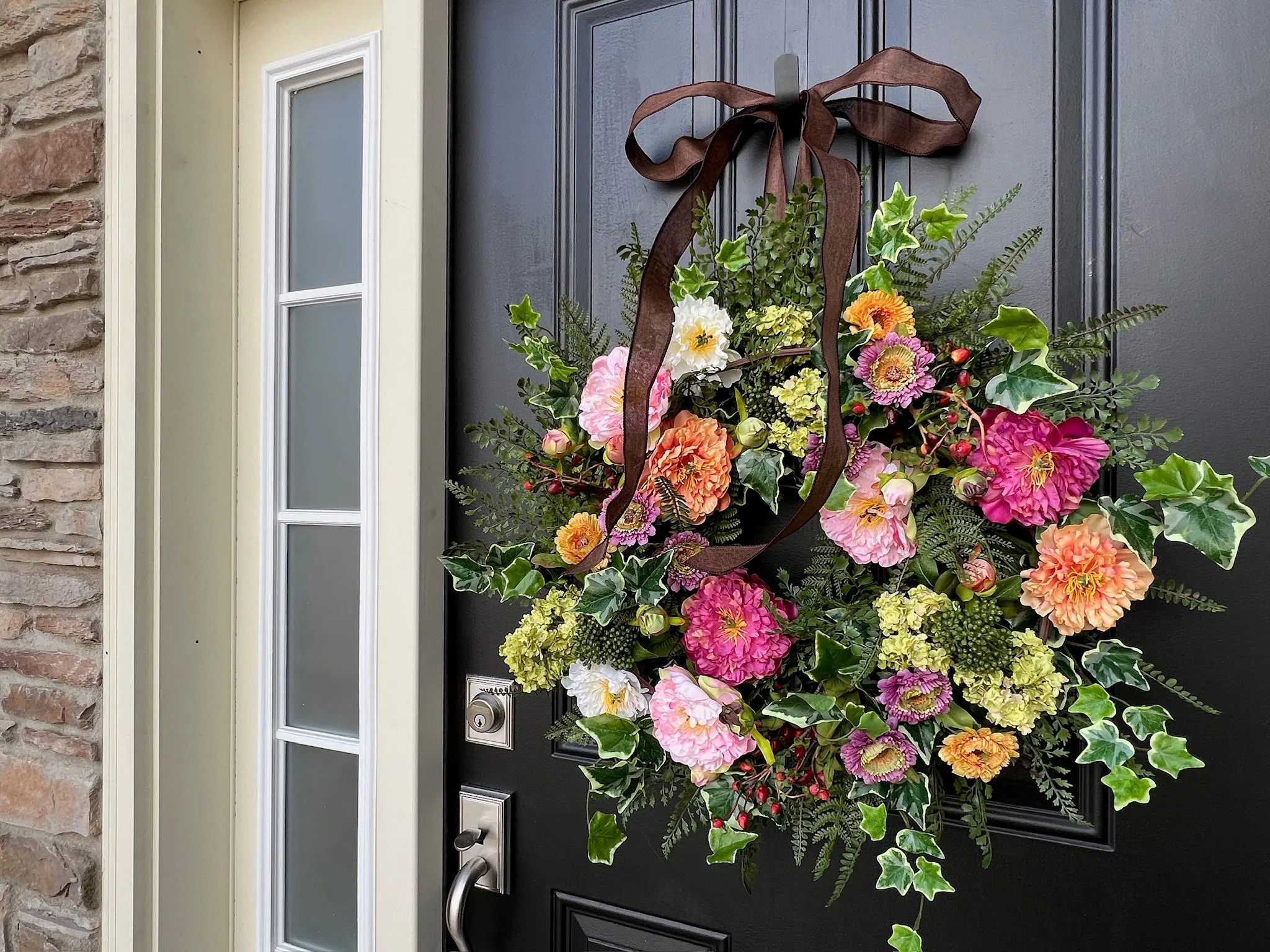 Lush Summer Afternoon Garden Wreath with Fern