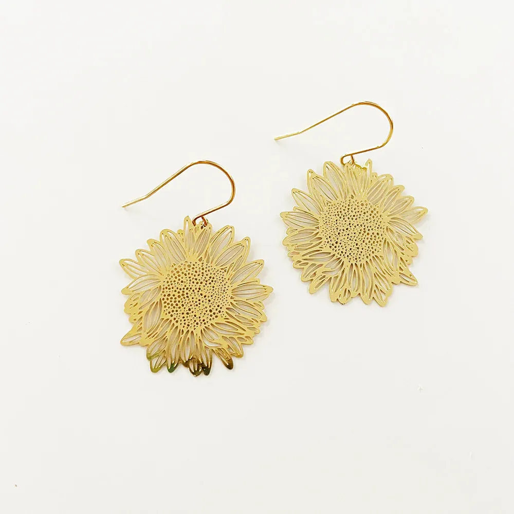 MINI SUNFLOWER Earrings in Gold