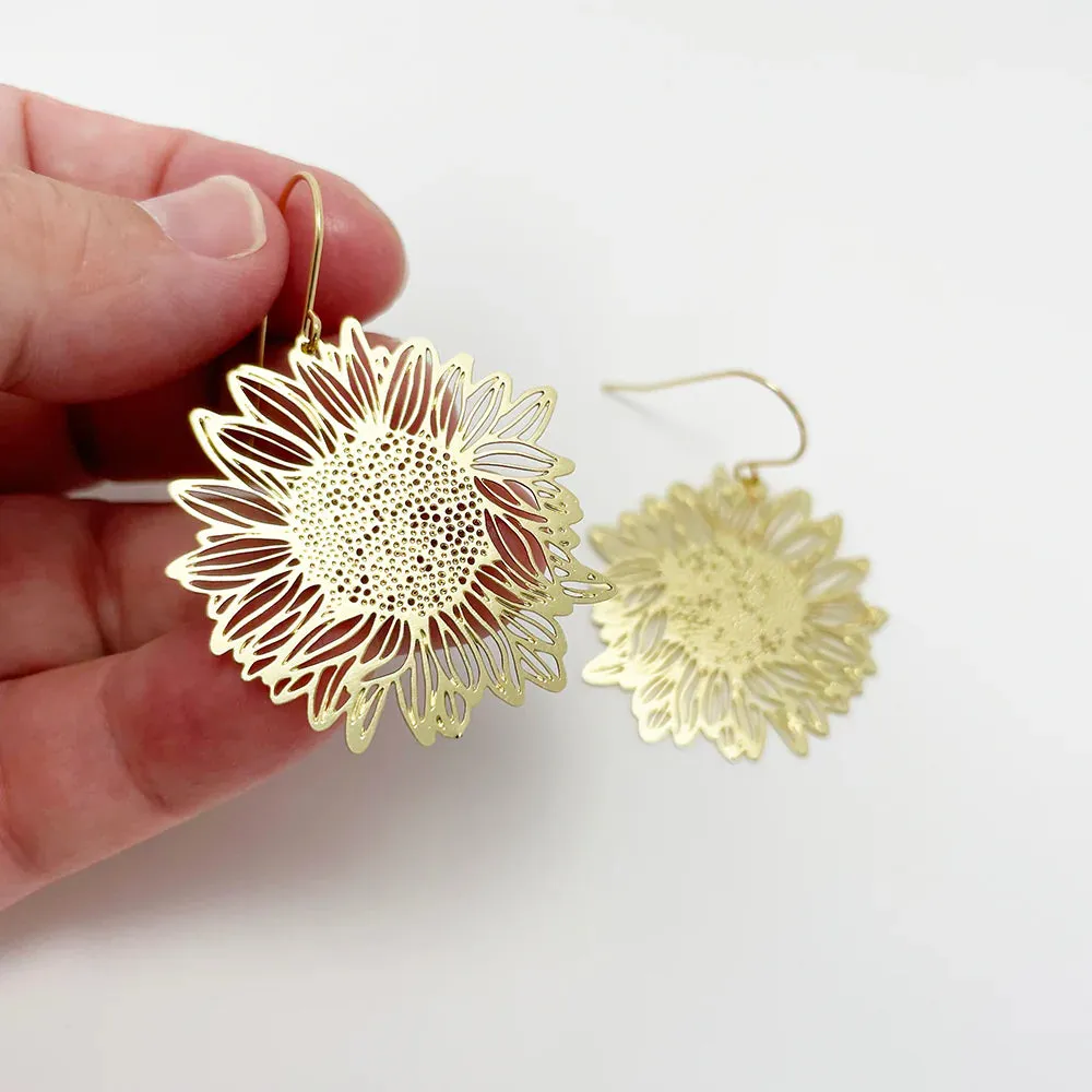 MINI SUNFLOWER Earrings in Gold