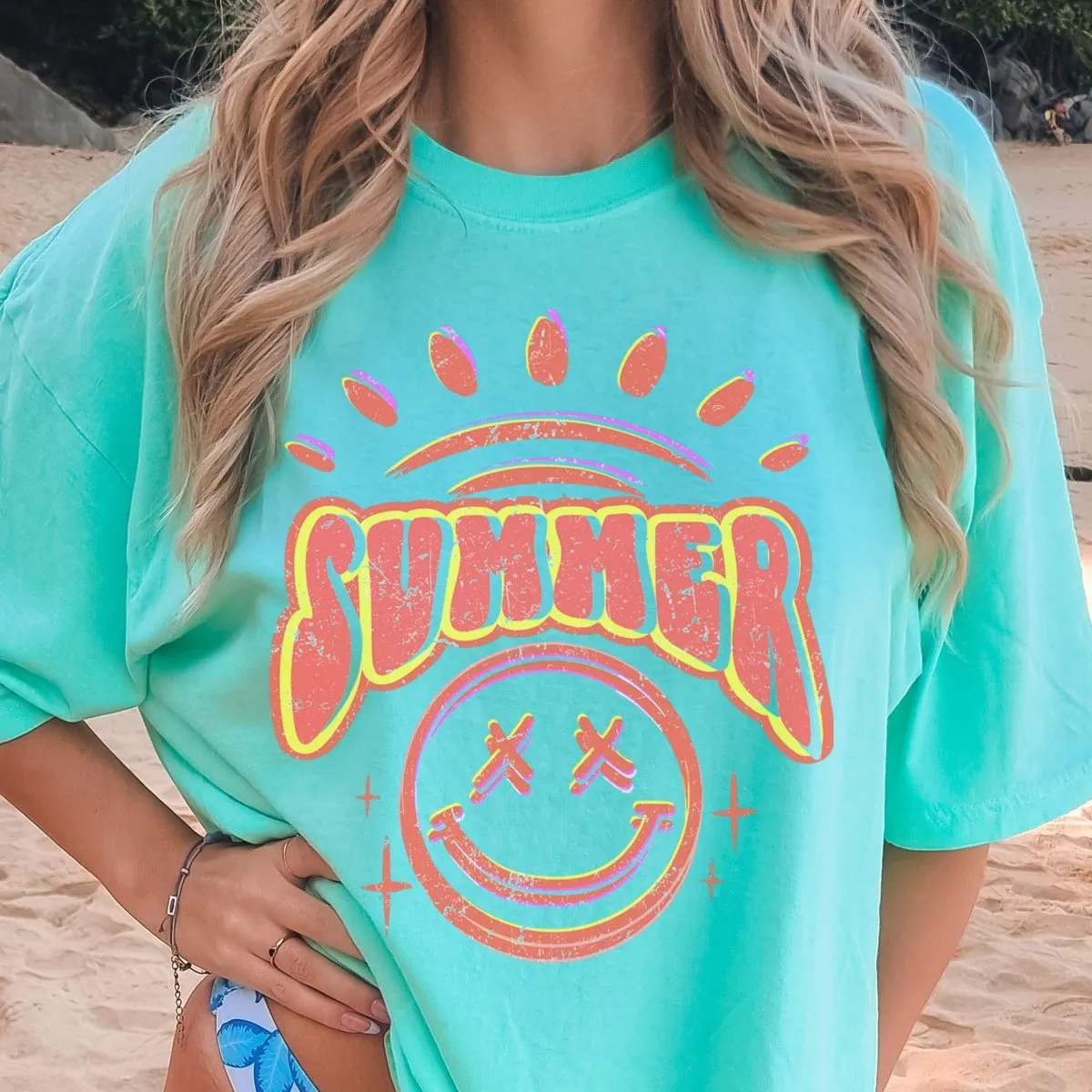 Orange Summer Smile Comfort Color Wholesale Tee - Quick Ship