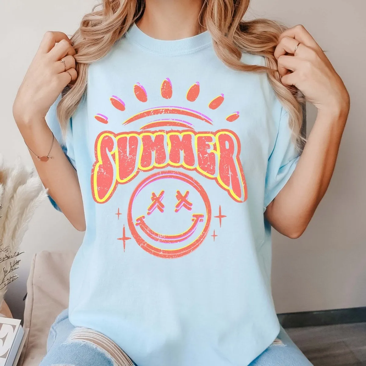 Orange Summer Smile Comfort Color Wholesale Tee - Quick Ship