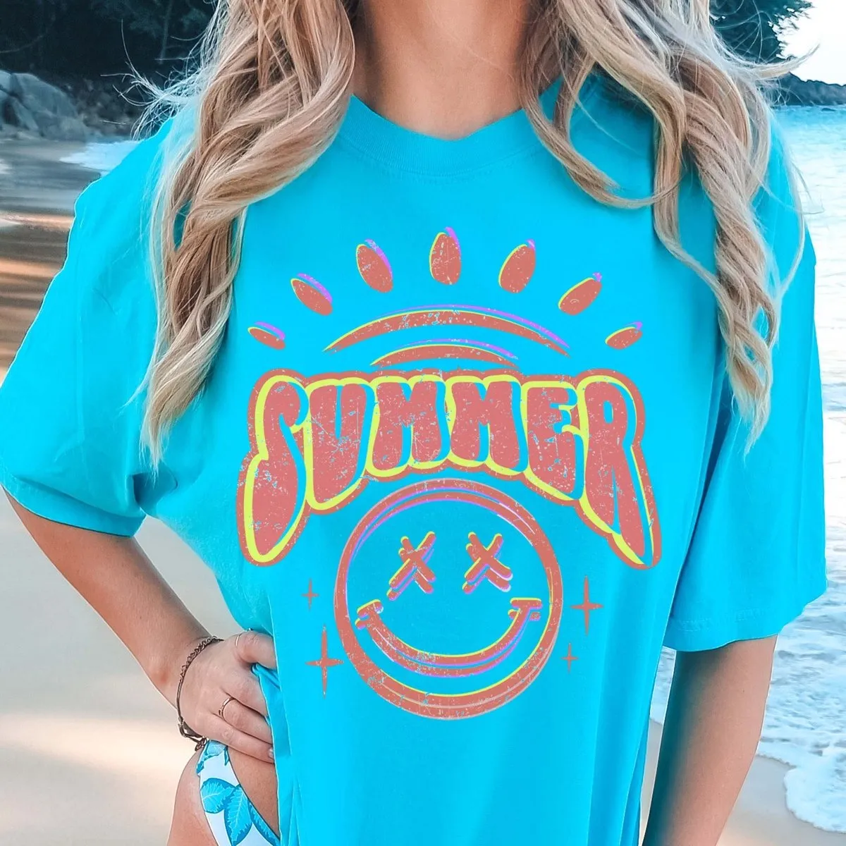 Orange Summer Smile Comfort Color Wholesale Tee - Quick Ship