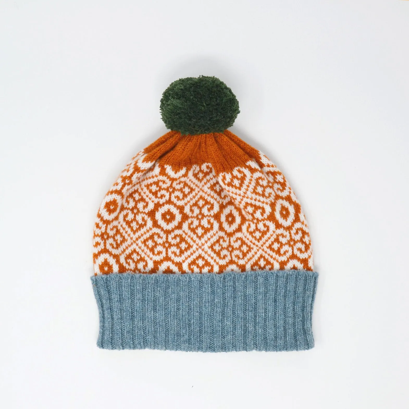 Pom Pom Hat- Baltic Heritage - Rust and Lichen