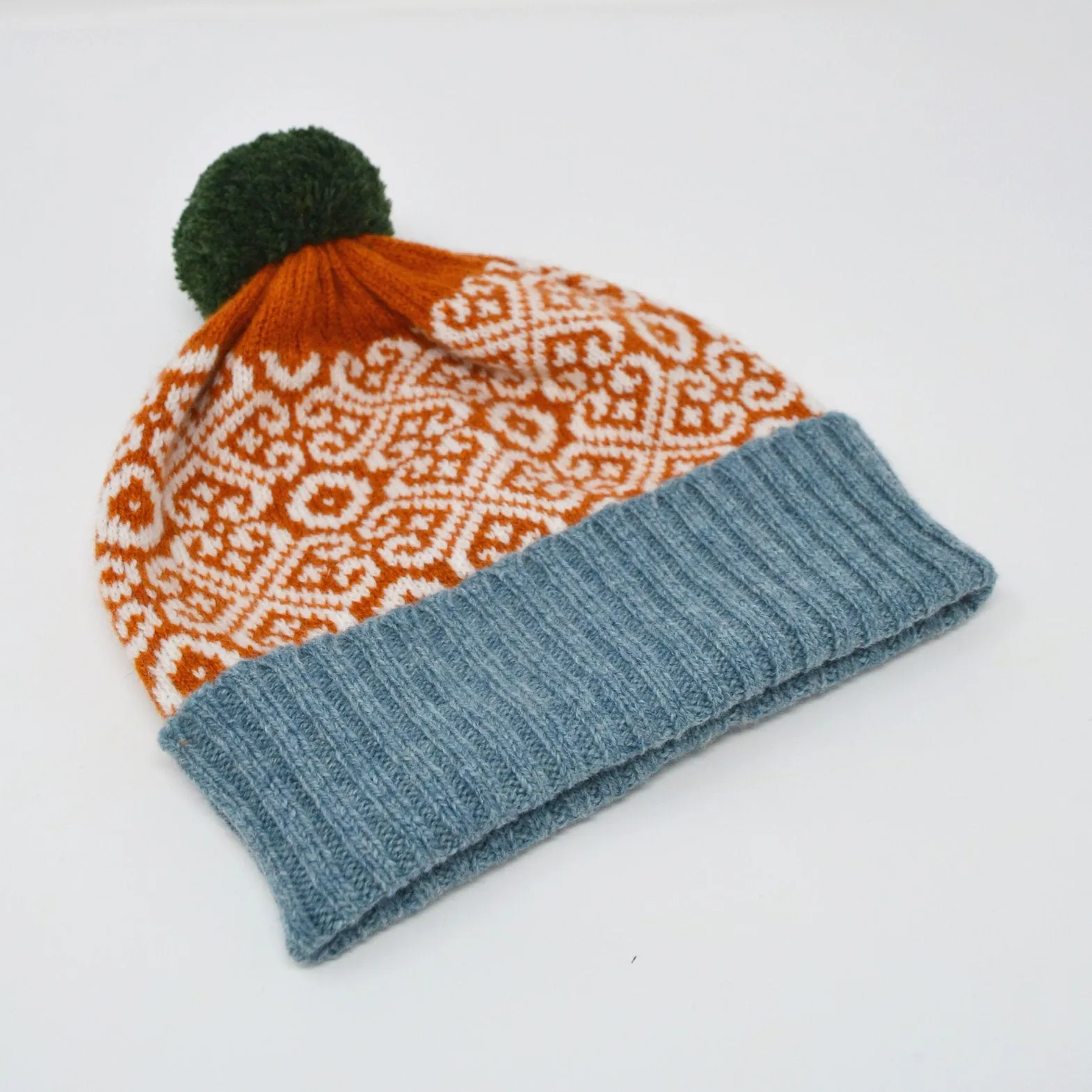 Pom Pom Hat- Baltic Heritage - Rust and Lichen