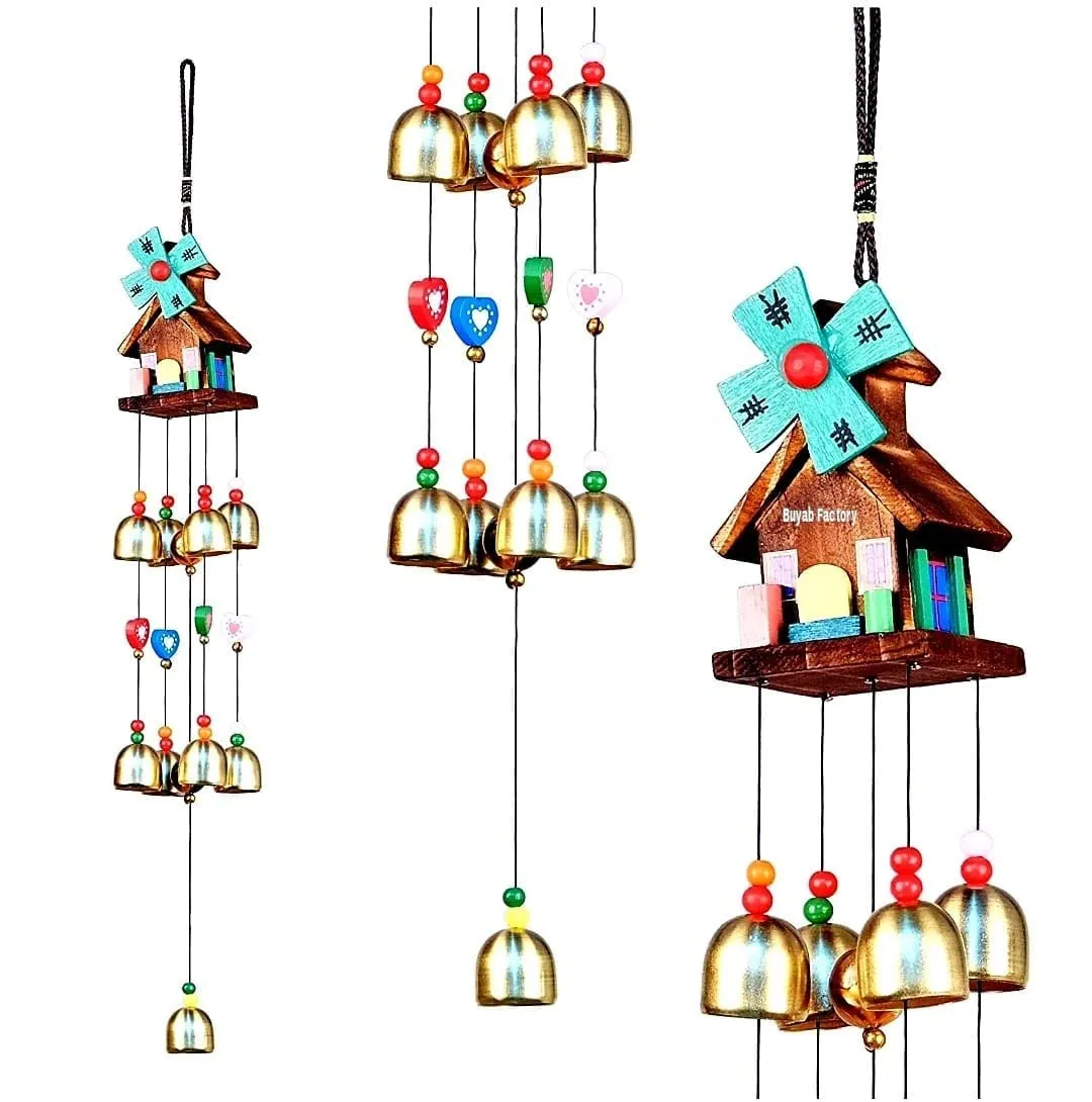 Prezzie Hub Metal Wind Chime for Home Decoration Evil Eyes (House)