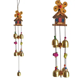 Prezzie Hub Metal Wind Chime for Home Decoration Evil Eyes (House)