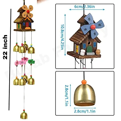 Prezzie Hub Metal Wind Chime for Home Decoration Evil Eyes (House)