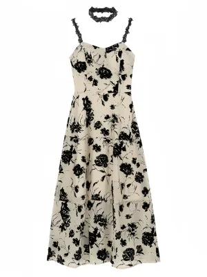 Romantic Sleeveless Monochrome Dress