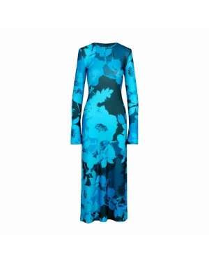 Smythe Cobalt Floral Crewneck Midi Dress