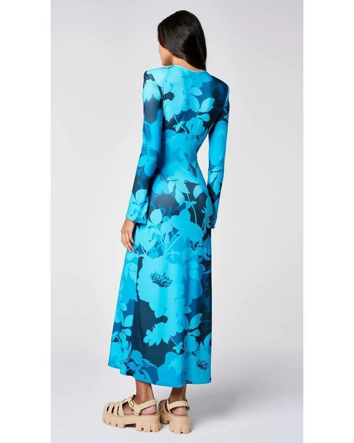 Smythe Cobalt Floral Crewneck Midi Dress