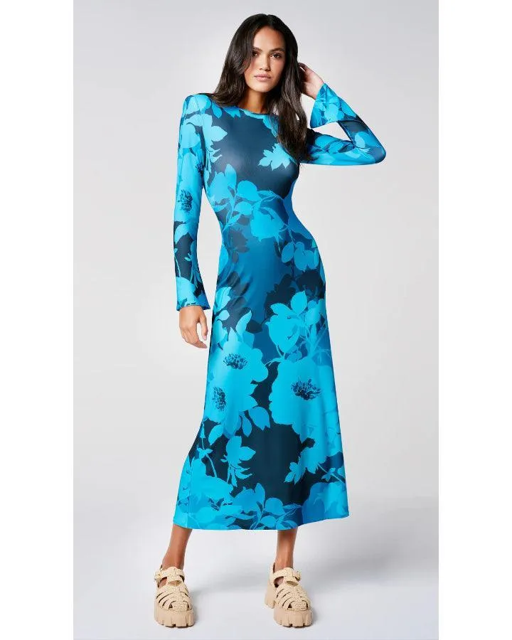 Smythe Cobalt Floral Crewneck Midi Dress