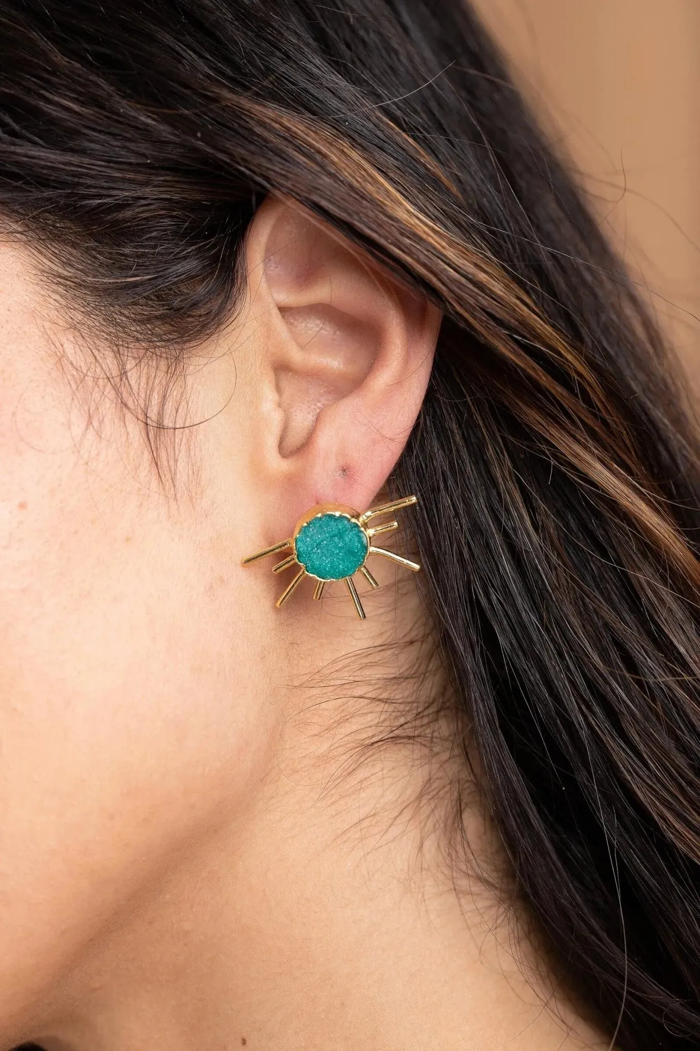 Sun Stud Druzy Earrings