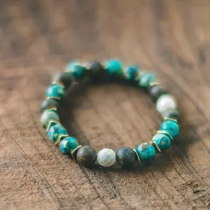 Transform Your Life: Snakeskin Jasper, Opalite and River Stone Zen Bracelet