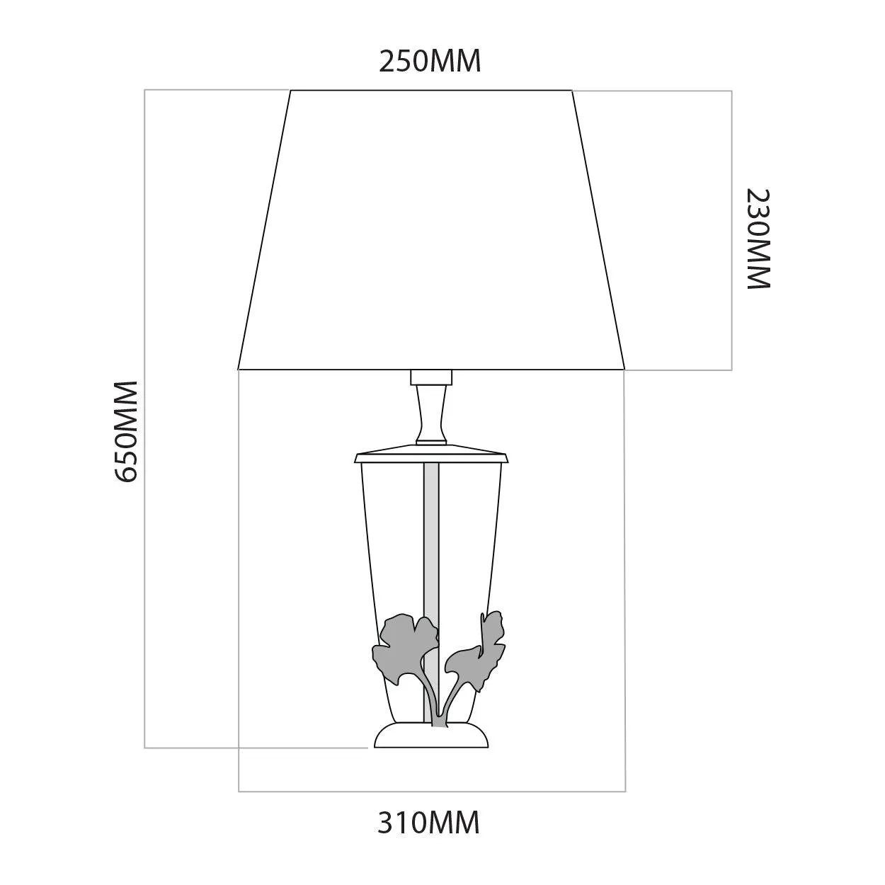 TROPICAL PALM HAND MADE METAL AND GLASS TABLE LAMP