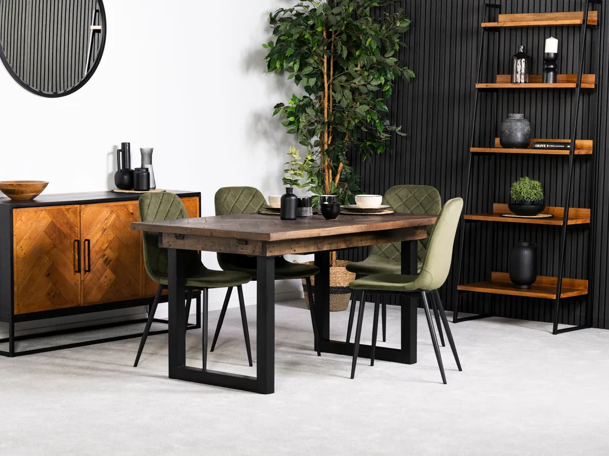 Tulsa Dark Extendable Dining Table (140cm - 180cm) & Alston Dining Chairs