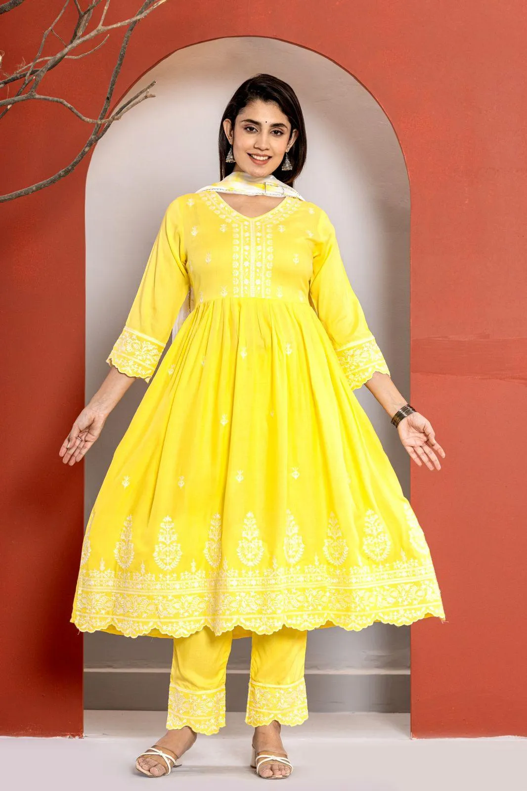 Yellow Kurti Pant Set